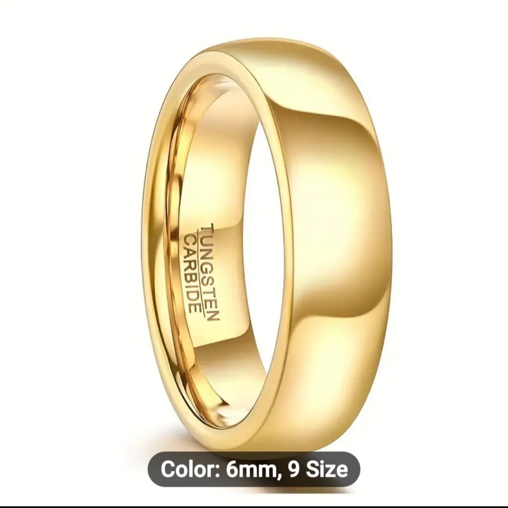 TUNGSTEN 24K YG PLATED UNISEX WEDDING BAND